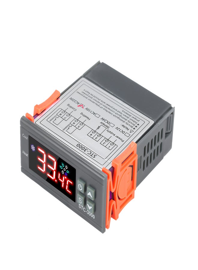 وحدة تحكم درجة الحرارة STC-3000 صغيرة الحجم، تعمل بجهد 110-220 فولت، مزودة بمنظم حرارة رقمي ومسبار NTC لحساس الحرارة والبرودة - Image 1