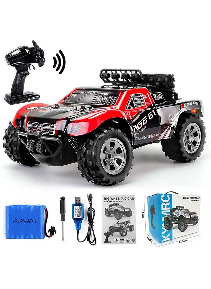 KYAMRC1:18 High Speed Big Foot Off-road Remote Control Car 2.4g Short Card Racing Climbing Car Model Factory Outlet KY-1885A red 