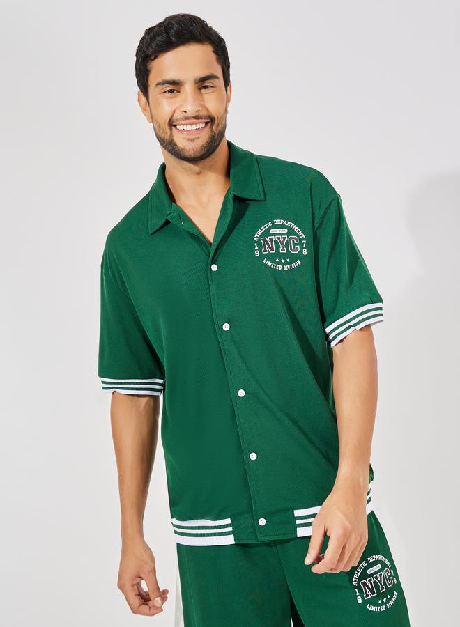 Styli Premium Waffle Knit Oversized Shirt with Snap Button - Image 1