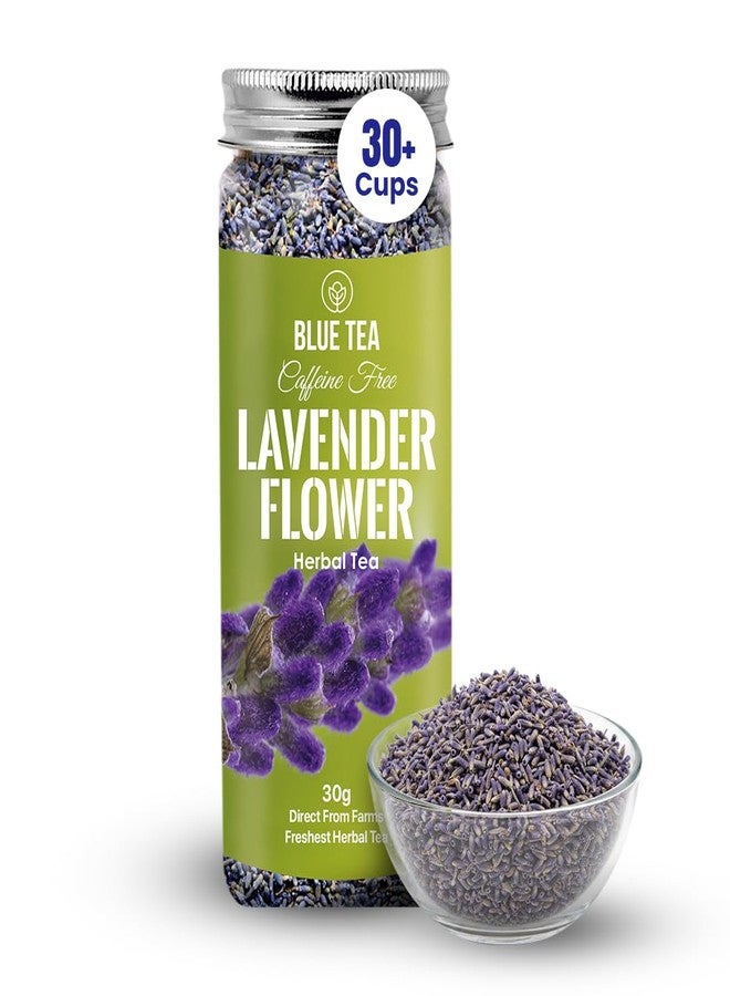 BLUE TEA - Lavender Flower Tea - 30 g - 30+ Cups | Relaxation & Stress Relief | Calming Tea | Caffeine Free - Herbal Tea - Flower Based - Natural - Non-Bitter | Reusable Pet Jar - Image 1