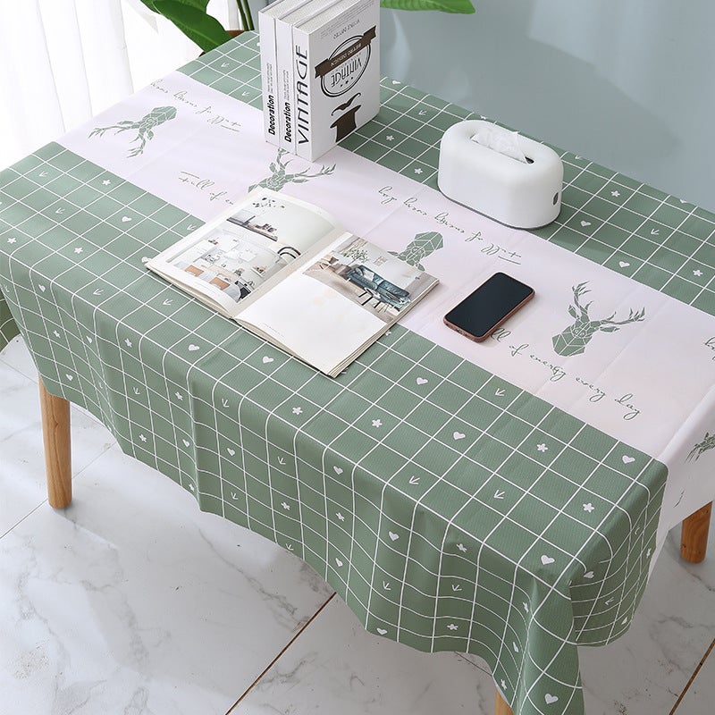 Check Tablecloth Nordic-Style Disposable Tablecloth Household Pvc Living Room Waterproof And Oil-Proof Table Mat Student Desktop Table Mat - Image 2