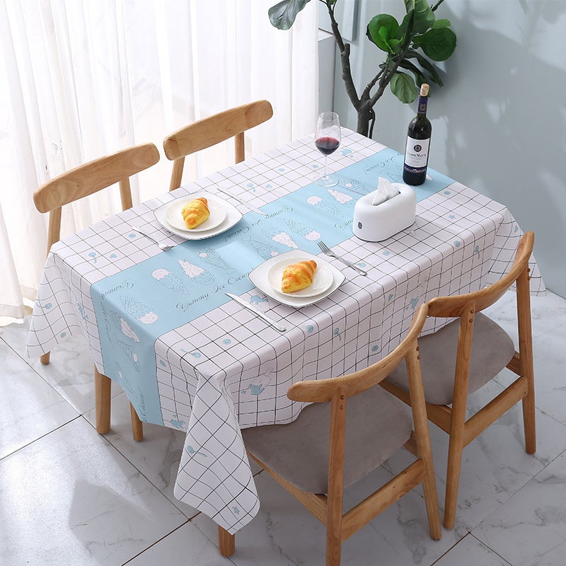 Check Tablecloth Nordic-Style Disposable Tablecloth Household Pvc Living Room Waterproof And Oil-Proof Table Mat Student Desktop Table Mat - Image 1