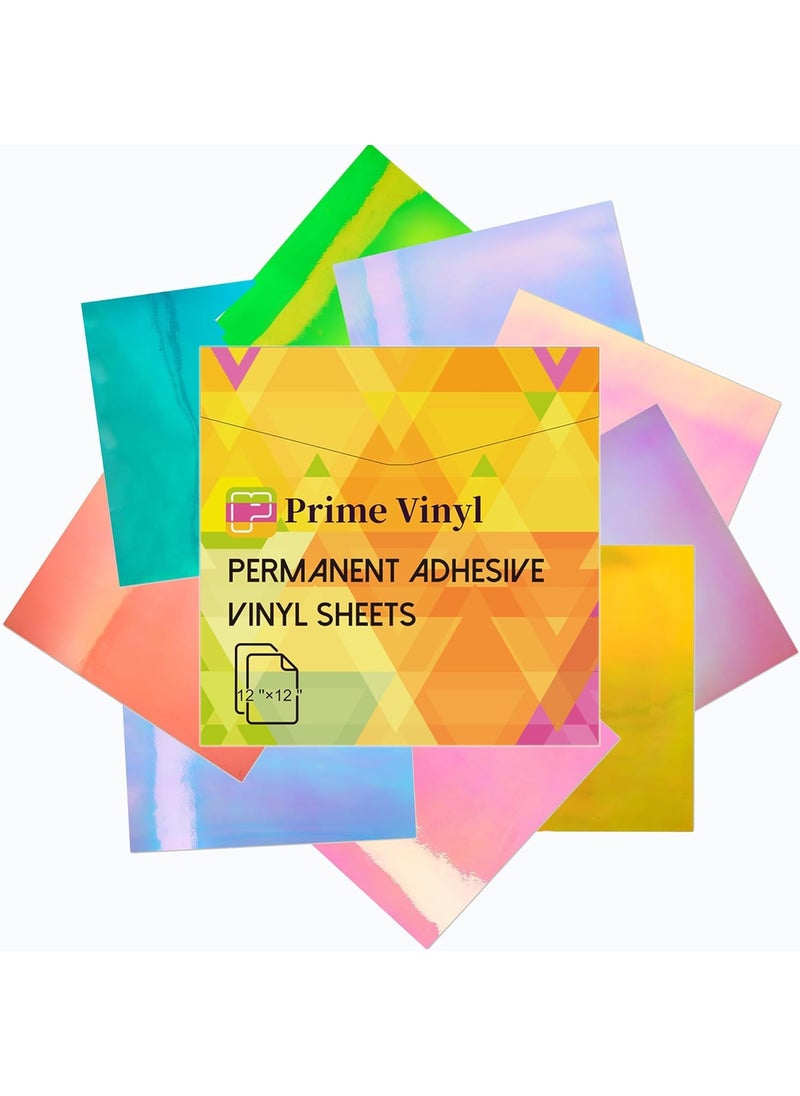Prime Vinyl Prime Vinyl Holographic Vinyl Permanent, Holographic Vinyl for Cricut, 12” x 12” 9 Sheets/Pack, Holographic Opal Craft Adhesive Vinyl Sheets for Cutting Machine for Crafts, Decal  - Image 1