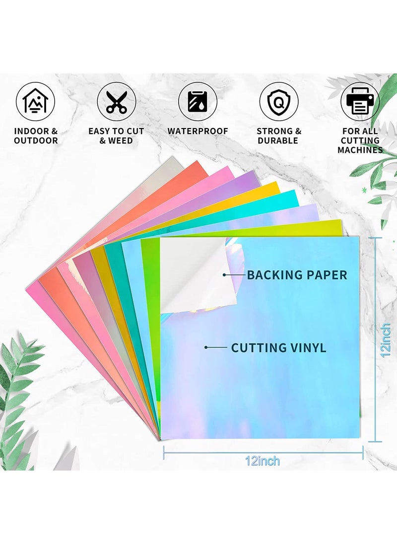 Prime Vinyl Prime Vinyl Holographic Vinyl Permanent, Holographic Vinyl for Cricut, 12” x 12” 9 Sheets/Pack, Holographic Opal Craft Adhesive Vinyl Sheets for Cutting Machine for Crafts, Decal  - Image 2