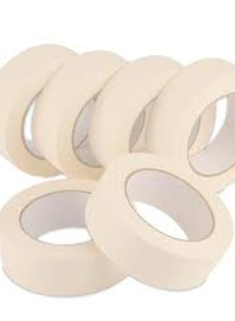 KNP KNP 1-inch Masking Tape Pack of 6 includes six rolls of versatile adhesive tape designed for various applications such as painting, labeling, and general masking tasks.  - Image 2