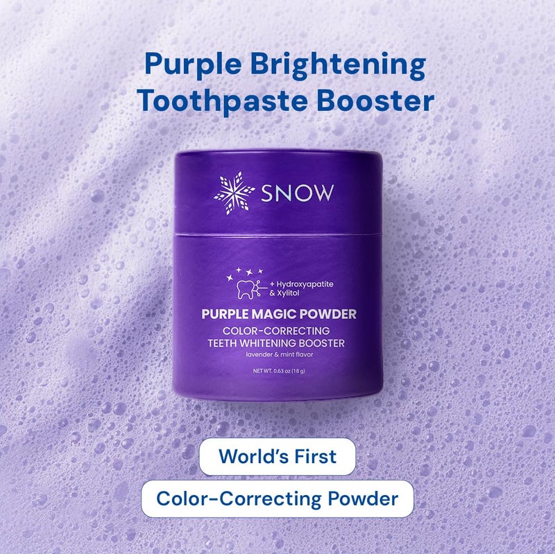 SNOW Purple Magic Powder - Purple Teeth Whitening Powder, Color Correcting with Hydroxyapatite, Stain Removal, Color Corrector, and Toothpaste Booster - 18g - Image 3