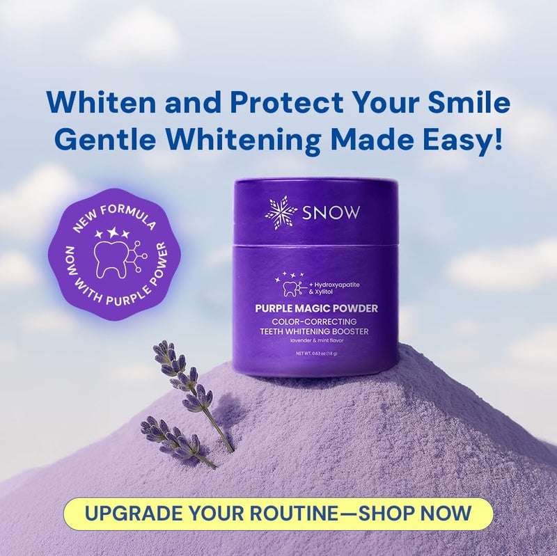 SNOW Purple Magic Powder - Purple Teeth Whitening Powder, Color Correcting with Hydroxyapatite, Stain Removal, Color Corrector, and Toothpaste Booster - 18g - Image 4
