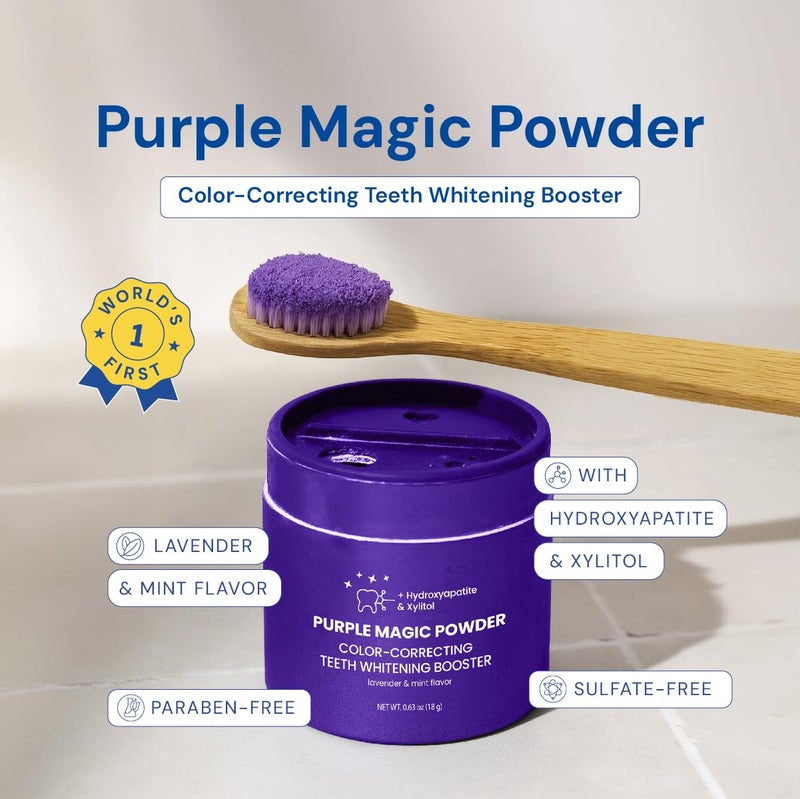 SNOW Purple Magic Powder - Purple Teeth Whitening Powder, Color Correcting with Hydroxyapatite, Stain Removal, Color Corrector, and Toothpaste Booster - 18g - Image 5