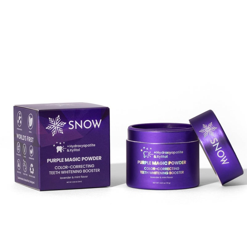SNOW Purple Magic Powder - Purple Teeth Whitening Powder, Color Correcting with Hydroxyapatite, Stain Removal, Color Corrector, and Toothpaste Booster - 18g - Image 1