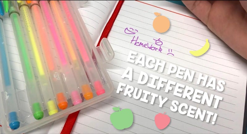 Tinc Pastelicious Fruit-Scented Liquid Gel Pens Set with Case for Kids | for use at School & Home - Range of 8 Colours with a Fruity Fragrance | for Girls and Boys - Pastel Neon Colours - Pack of 8 - Image 5