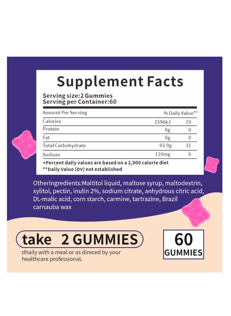 Melatonin Sleep Gummy Bears 60 Count Night Sleep Aid Natural Berry Flavor Vegan Non GMO Gluten Free