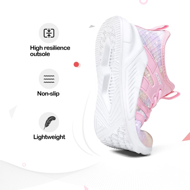 RUNSIDE Girls Tennis Shoes Lightweight Sports Kids Sneakers Lace-up for Running/Walking, Toddler/Little Kid/Big Kid - Image 4