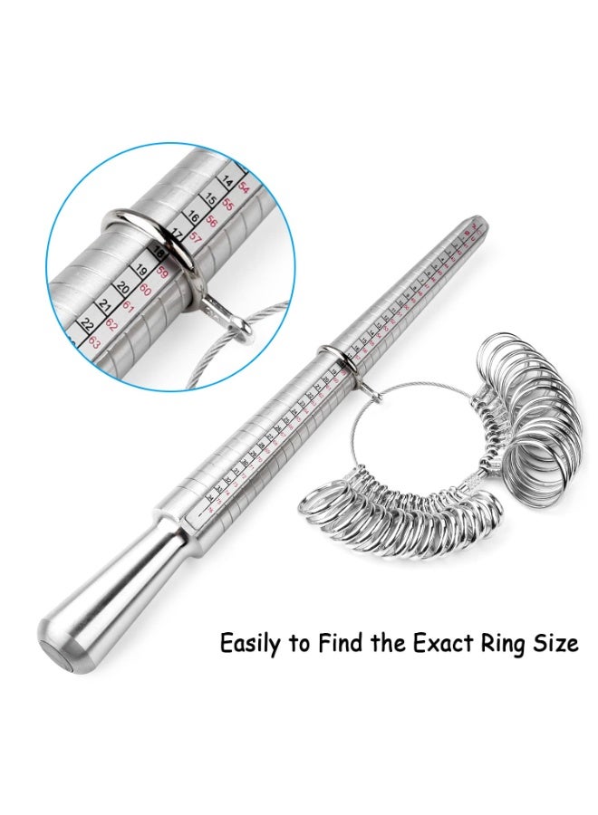 ZOVO Ring Sizer Tool Including Ring Mandrel & Ring Sizer Guage, 4 Sizes Ring Measurement Stick Metal Mandrel & Finger Sizing Measuring Tool Set for Jewelry Making Measuring - Image 2