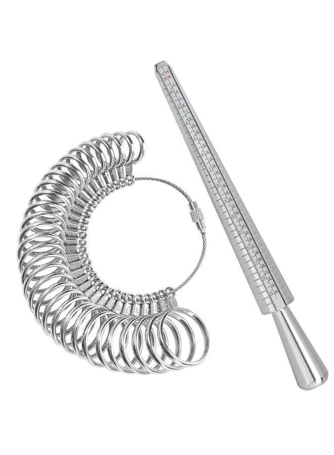 ZOVO Ring Sizer Tool Including Ring Mandrel & Ring Sizer Guage, 4 Sizes Ring Measurement Stick Metal Mandrel & Finger Sizing Measuring Tool Set for Jewelry Making Measuring - Image 1