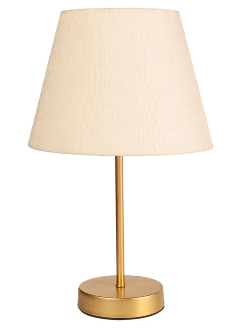 اباجورة شكل مميز وانيق بشابوة قماش فريد معدن - اباجورة مودرن لغرف النوم والمعيشة | اللون: دهبى × بيج | المقاس: 45x25x25 سم