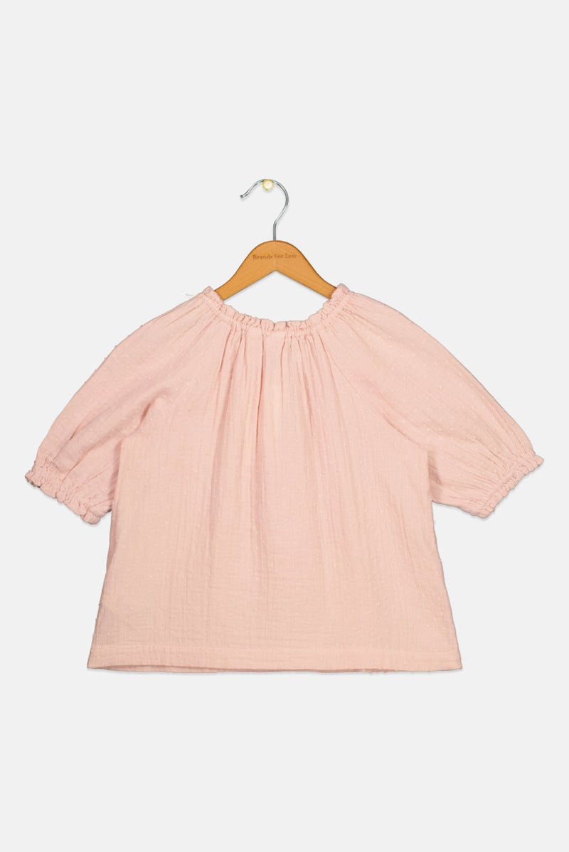 GAP Kids Girl Textured Short Sleeve Top, Light Pink - Image 2