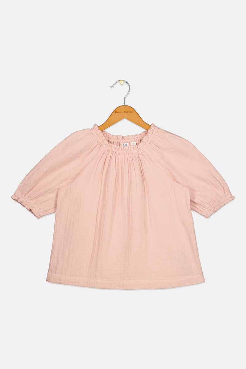 GAP Kids Girl Textured Short Sleeve Top, Light Pink - Image 1
