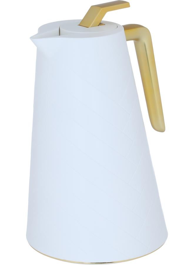 جلوري ترمس زجاجي سعة 1.5 لتر جسم بلاستيكي أبيض - Image 2