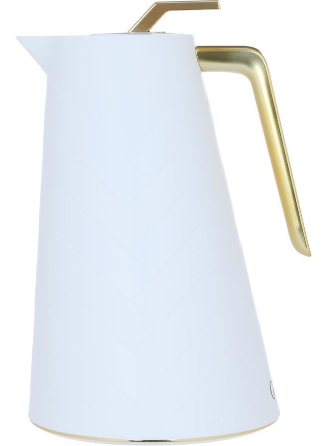 جلوري ترمس زجاجي سعة 1.5 لتر جسم بلاستيكي أبيض - Image 1