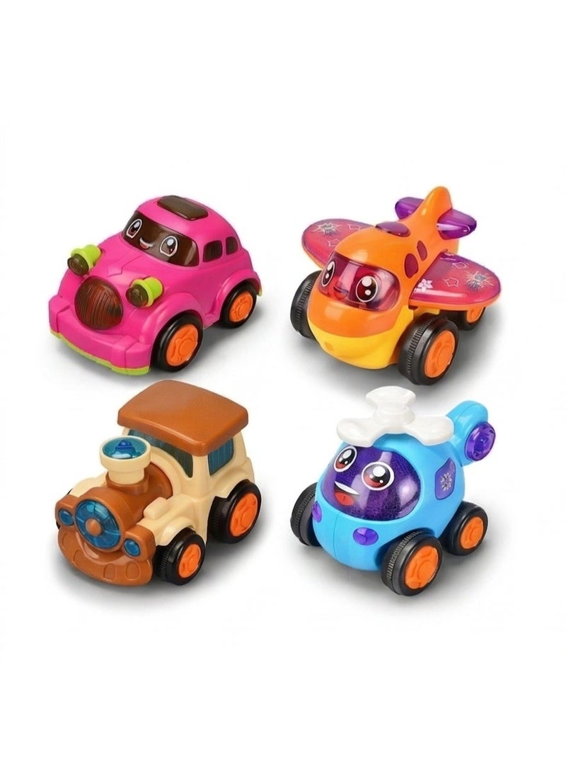 TOY GARDEN 4-Piece Unbreakable Friction Powered Toys – Car, Helicopter, Plane & Train for Kids, Durable Vehicles Set for Toddlers - Image 2