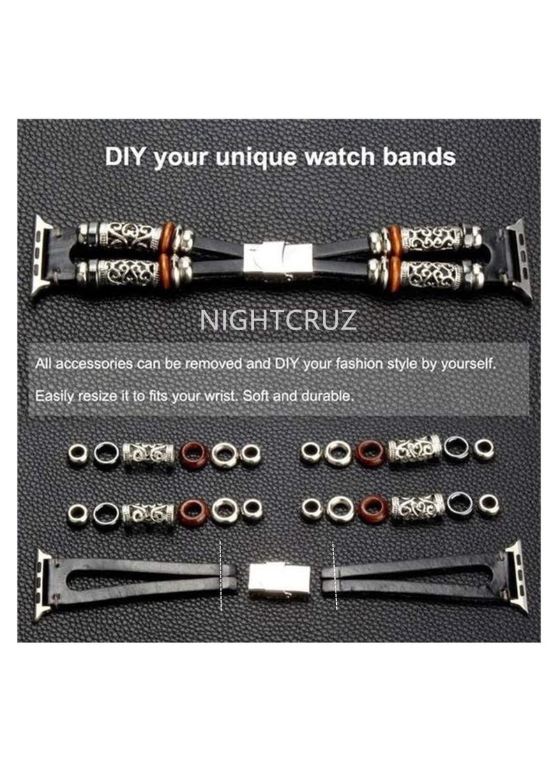 Captaintech Compatible with Apple Watch Band Boho Fancy Apple Watch Band Multilayer Leather Bracelet Vintage Apple Watch Band for Apple Watch Series7/6/5/4/3/SE - Image 5