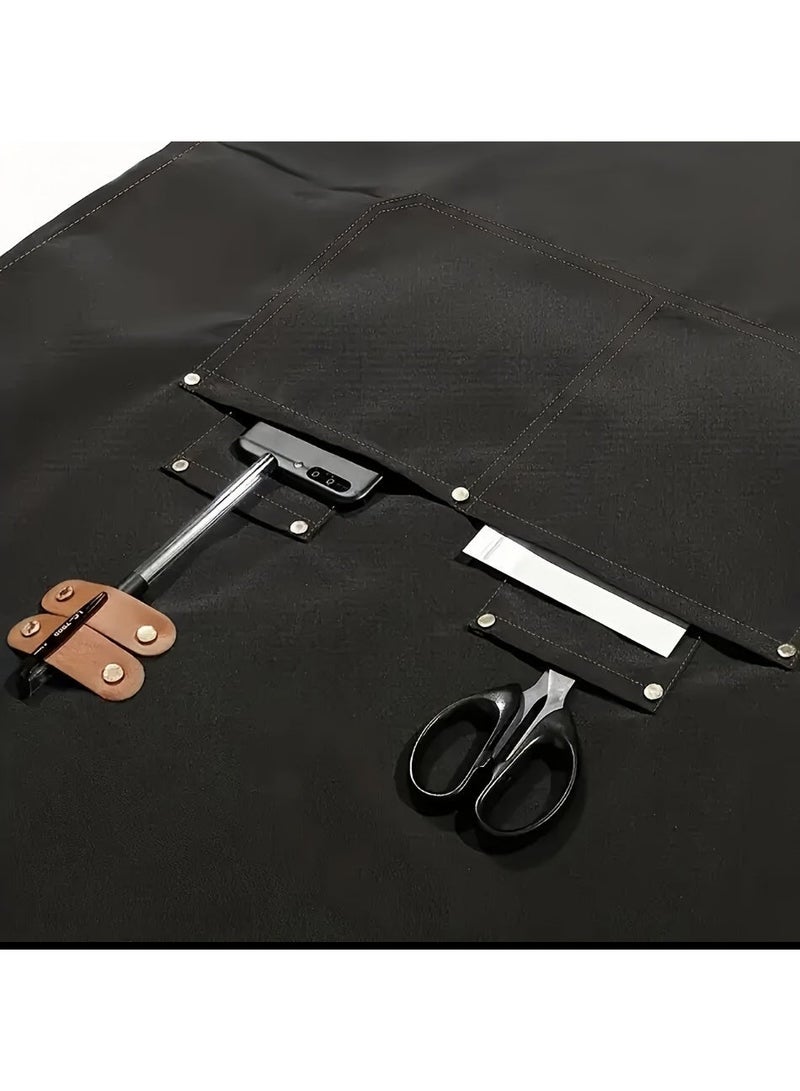 Warme Kitchen Apron, 1 Pack Unisex Cooking Apron with Adjustable Straps and Large Pockets, Waterproof Apron for Home, Kitchen, Restaurant, Coffee House - Image 4