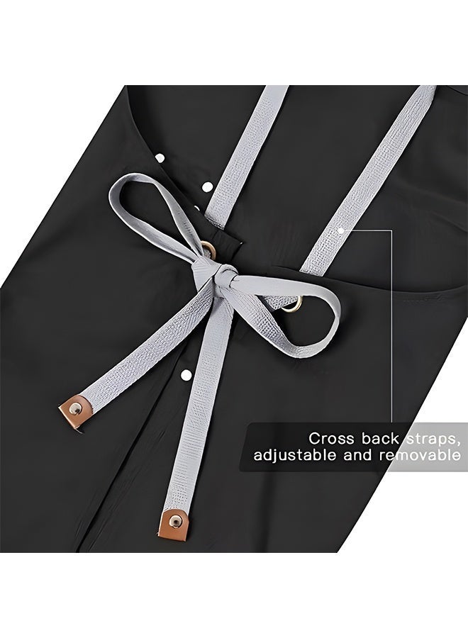 Warme Kitchen Apron, 1 Pack Unisex Cooking Apron with Adjustable Straps and Large Pockets, Waterproof Apron for Home, Kitchen, Restaurant, Coffee House - Image 5