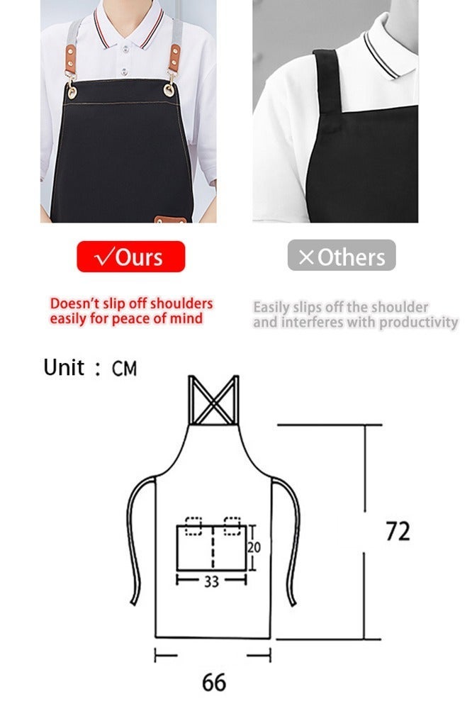 Warme Kitchen Apron, 1 Pack Unisex Cooking Apron with Adjustable Straps and Large Pockets, Waterproof Apron for Home, Kitchen, Restaurant, Coffee House - Image 3