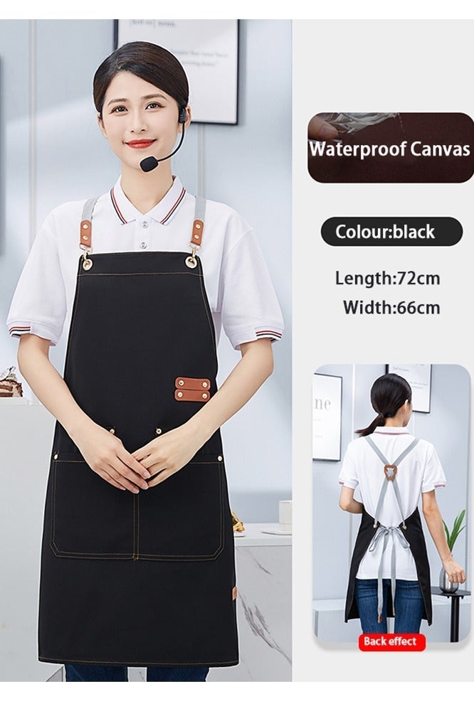 Warme Kitchen Apron, 1 Pack Unisex Cooking Apron with Adjustable Straps and Large Pockets, Waterproof Apron for Home, Kitchen, Restaurant, Coffee House - Image 2