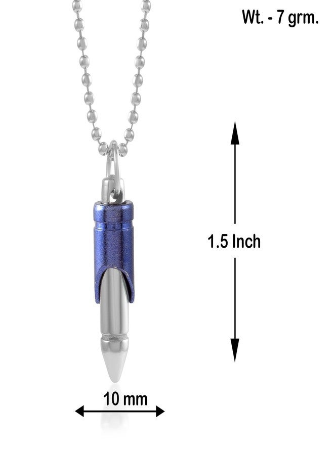 morir Stainless Steel Blue Color Bullet Pendant Locket Pendant Necklace Fashion Jewellery - Image 2