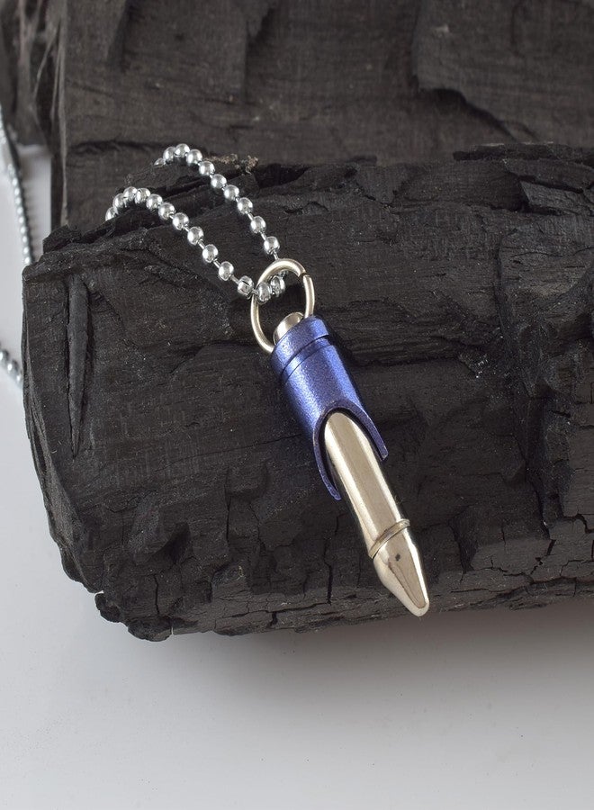 morir Stainless Steel Blue Color Bullet Pendant Locket Pendant Necklace Fashion Jewellery - Image 3