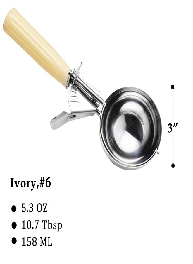 سايباي ملعقة Saebye Portion Scoop - رقم 6 (5.3 أونصة) - أطباق، مغرفة طعام، مغرفة كب كيك، مغرفة مافن - التحكم في الحصص - فولاذ مقاوم للصدأ 18/8، مقبض عاجي - Image 2