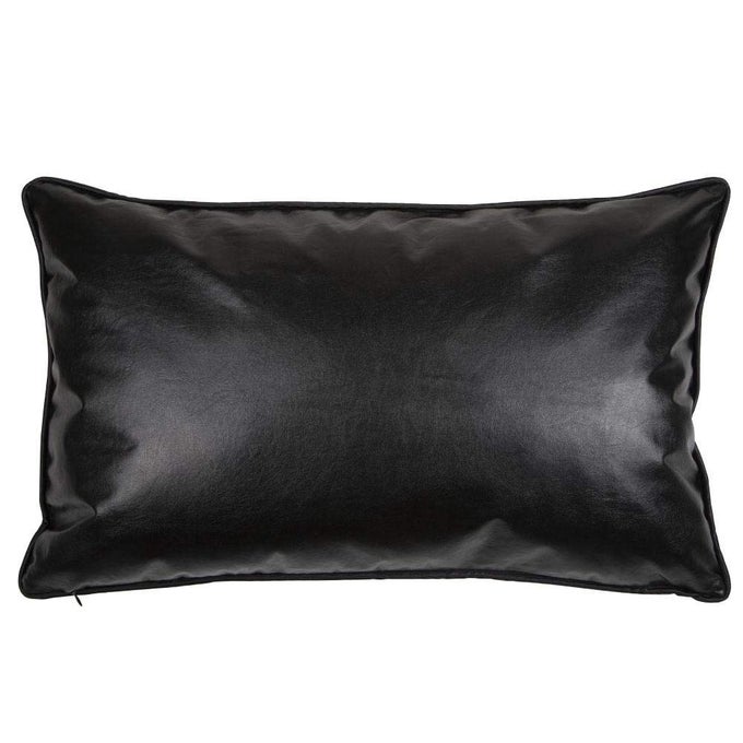 FAUX IMITATION LEATHER 16X26 INCH BLACK BOLSTER PILLOW CASECUSHION COVER TRENDY MODERN STYLE DECORATIVETHROW LUMBAR FOR HOME OFFICE COUCH SOFA PORCH BEDROOM WINDOW SEAT