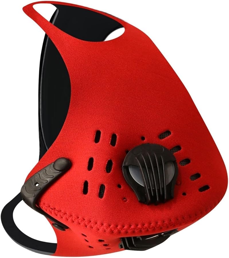 Red Adjustable Reusable Face Mask With Carbon Valves For Cycling Sports - Image 5
