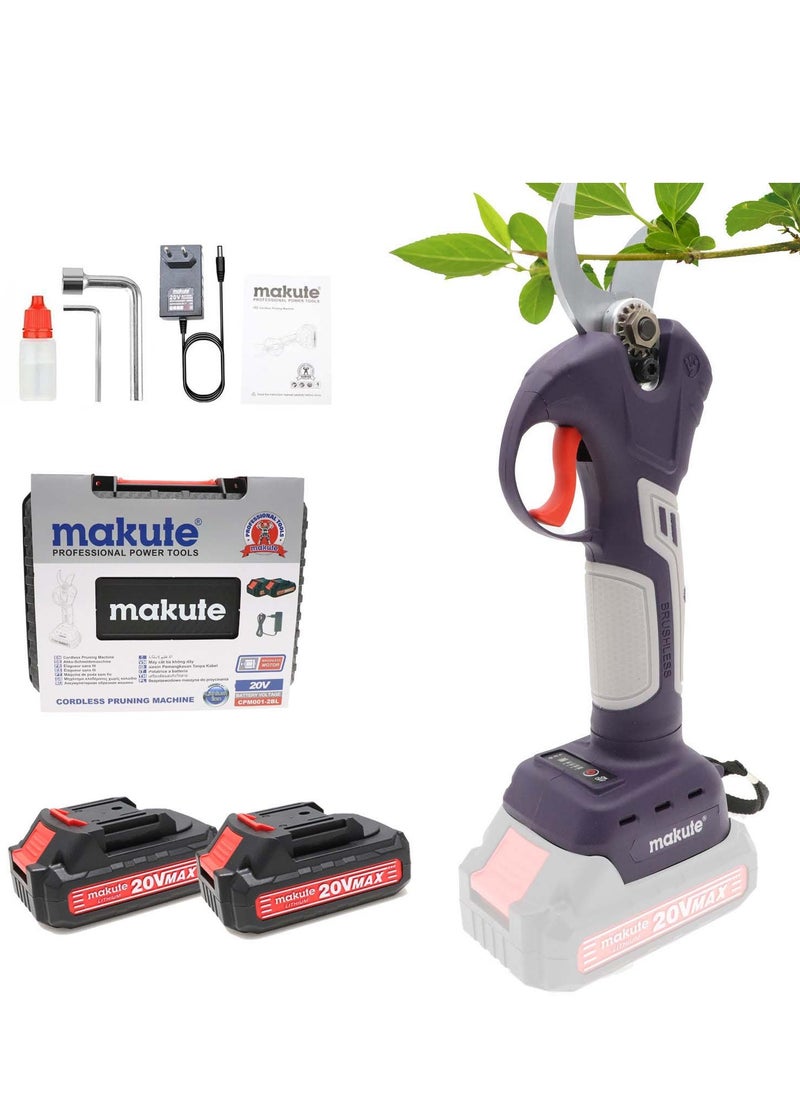 makute - Cordless Electric Pruning Shears Professional Pruning Battery Powered, Tree Branch Pruner with 2 PCS Rechargeable 20V Lithium Battery - 32mm Cutting Diameter - Image 1