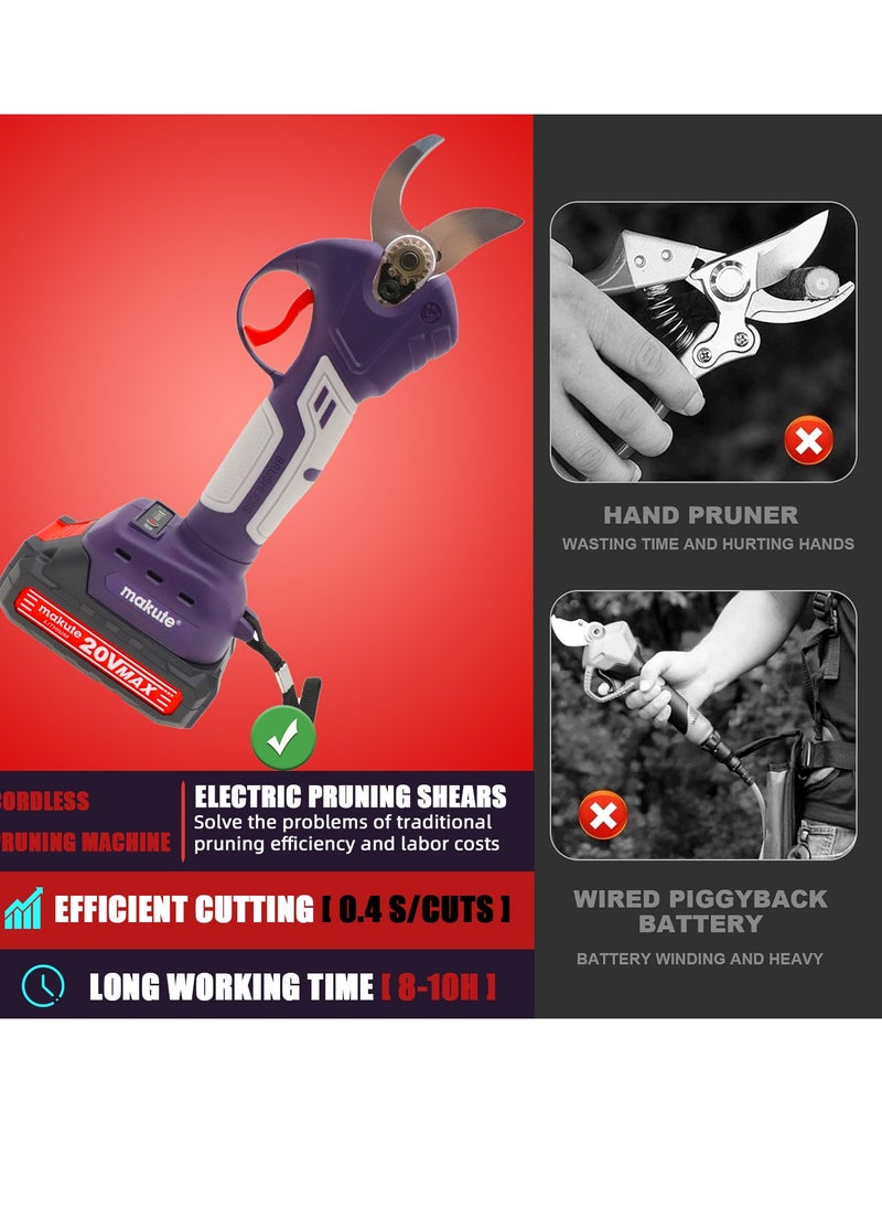 makute - Cordless Electric Pruning Shears Professional Pruning Battery Powered, Tree Branch Pruner with 2 PCS Rechargeable 20V Lithium Battery - 32mm Cutting Diameter - Image 1