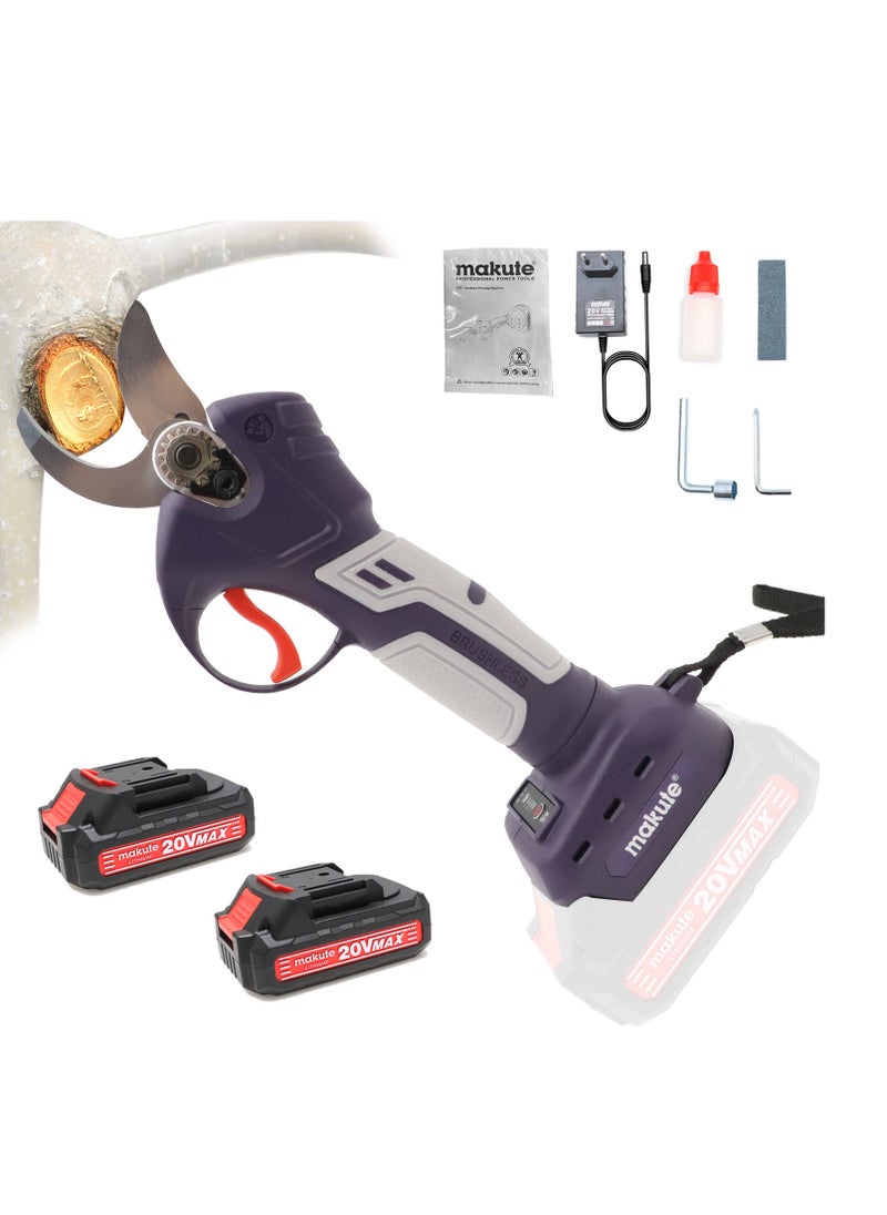 makute - Cordless Electric Pruning Shears Professional Pruning Battery Powered, Tree Branch Pruner with 2 PCS Rechargeable 20V Lithium Battery - 32mm Cutting Diameter - Image 1