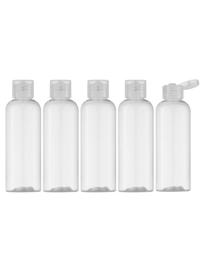 LISAPACK زجاجات سفر بسعة 3.4 أونصة مع غطاء قابل للقلب (5 قطع) حاوية موزع فارغة لمستحضرات التجميل بحجم السفر (غطاء شفاف 100 مل) - Image 1