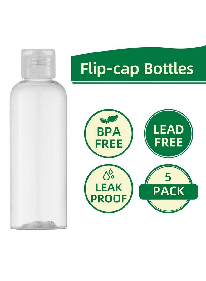 LISAPACK زجاجات سفر بسعة 3.4 أونصة مع غطاء قابل للقلب (5 قطع) حاوية موزع فارغة لمستحضرات التجميل بحجم السفر (غطاء شفاف 100 مل) - Image 5