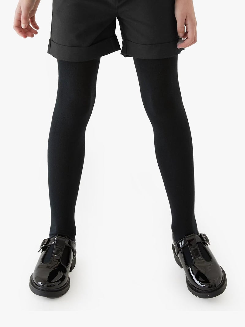 COTTON DAY Kids Girls School Dress Cotton Tights 6-8 Years 2 Pack (Black, Size 8) - Image 4