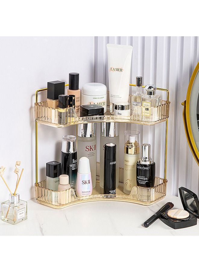 XiuWoo Corner Countertop Skincare Organizer Makeup Organizer 2 Tier Bathroom Organizer for Perfumes and Makeups Skincare Toiletries ect Multifunctional Organizer Rack for Dresser Bedroom Living Room Bathroom - Image 1