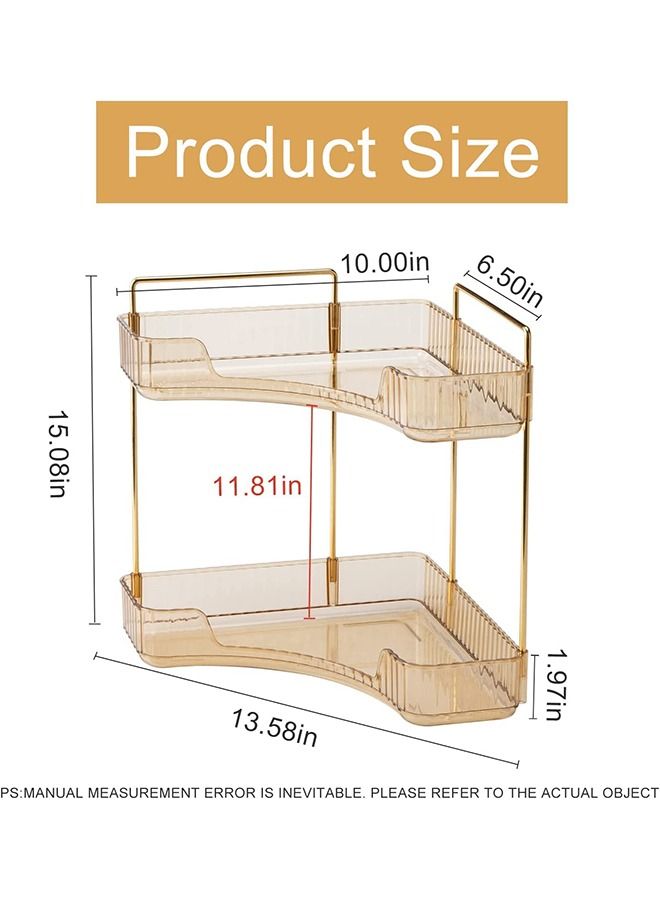 XiuWoo Corner Countertop Skincare Organizer Makeup Organizer 2 Tier Bathroom Organizer for Perfumes and Makeups Skincare Toiletries ect Multifunctional Organizer Rack for Dresser Bedroom Living Room Bathroom - Image 3