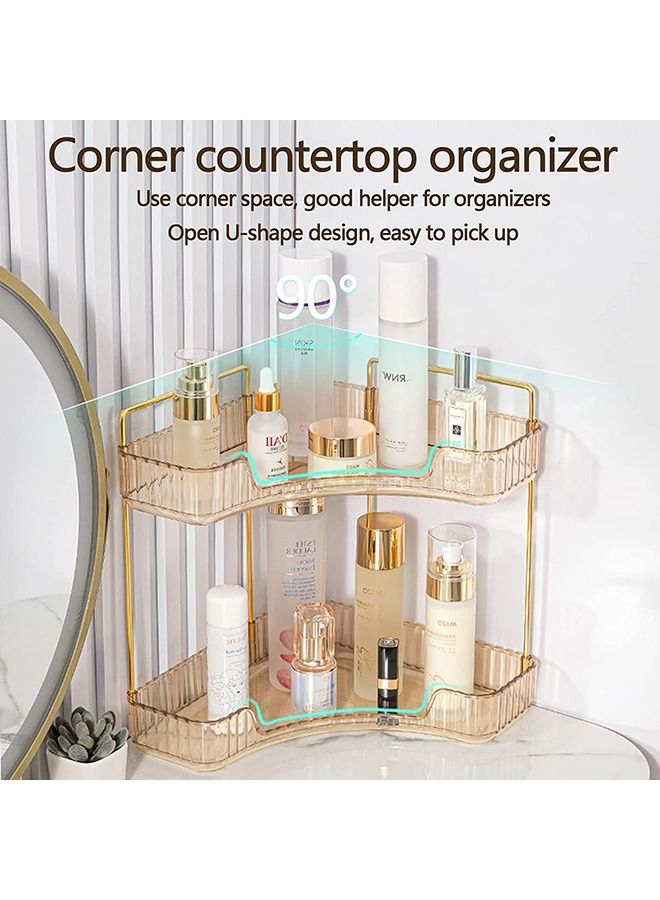 XiuWoo Corner Countertop Skincare Organizer Makeup Organizer 2 Tier Bathroom Organizer for Perfumes and Makeups Skincare Toiletries ect Multifunctional Organizer Rack for Dresser Bedroom Living Room Bathroom - Image 4