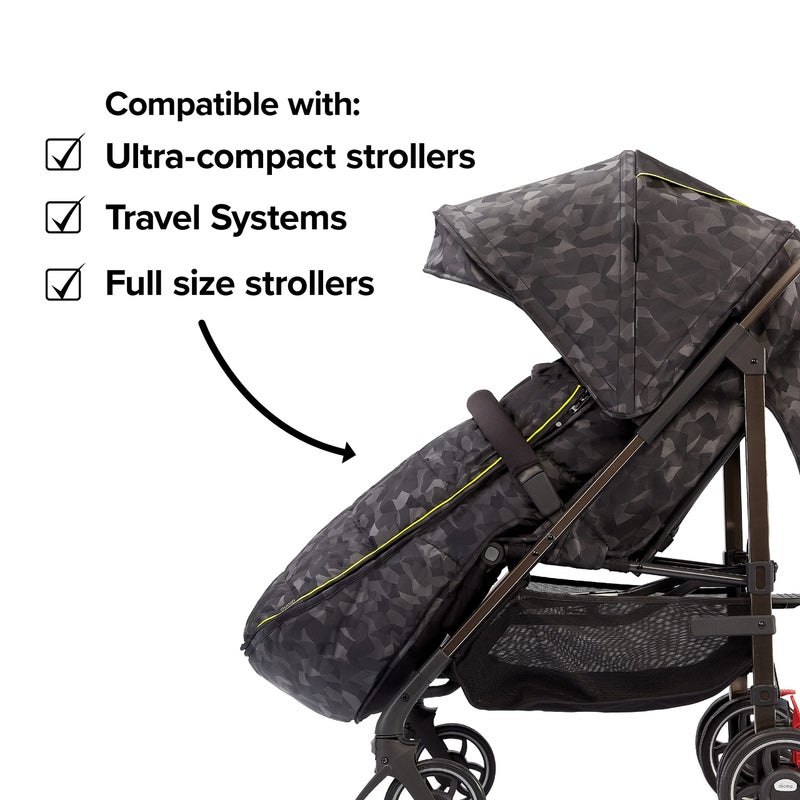 Diono Luxury All Weather Stroller Footmuff, Universal Fit from Baby to Toddler with Cozy Super Soft Padding, Weatherproof, Water Resistant Lining, Black Camo - Image 3