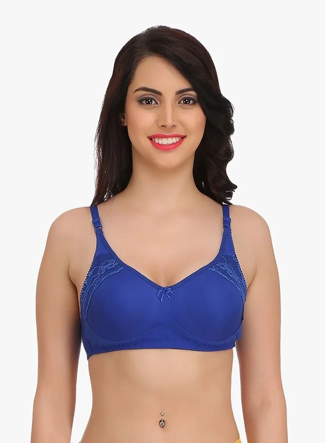 كلوفيا Clovia Non-Padded Non-Wired Full Cup Bra In Navy - Cotton Rich
