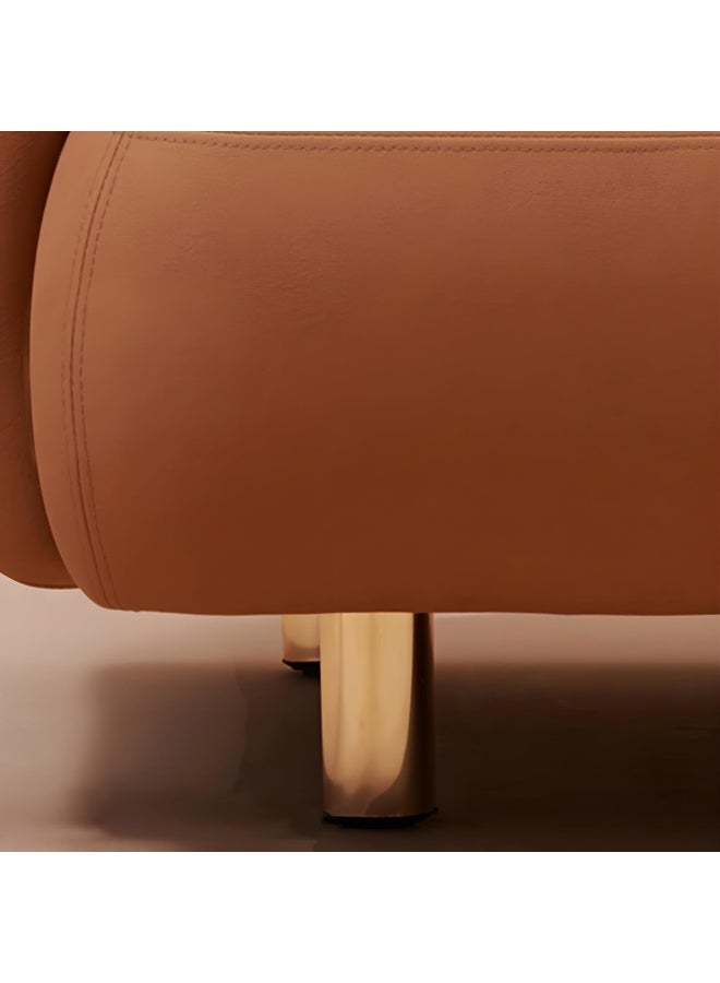 Comfynest Recessed Arm Sofa Mid-century Modern 3-Seater Faux Leather Sofa - Image 5