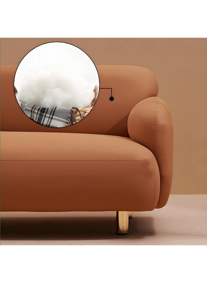 Comfynest Recessed Arm Sofa Mid-century Modern 3-Seater Faux Leather Sofa - Image 4