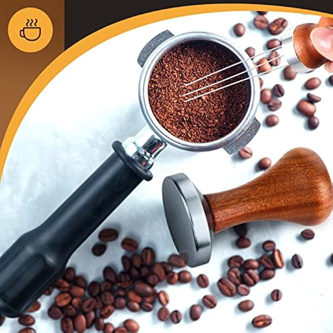 MAKINGTEC 2 Pieces Coffee Tamper Set Include 1 Espresso Tamper 1 Espresso Coffee Stirrer Tool Espresso Stirrer Tamper For Espresso Machine Espresso Needle Distributor With Wood Handle For Accessories 51 Mm - Image 3