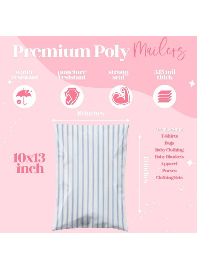 Pretty Package Store 10x13 Designer Poly Mailer 100 Pack Heavy Duty Waterproof Self Seal Shipping Bags for Small Business Large Mailing Envelopes Bulk Tear Resistant Packaging Blue Stripes - Image 2