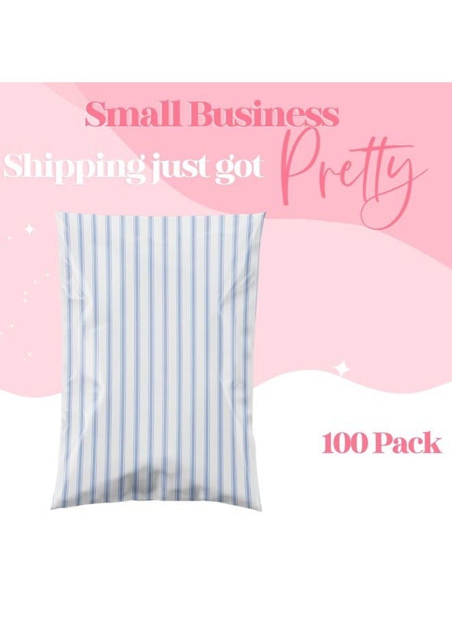 Pretty Package Store 10x13 Designer Poly Mailer 100 Pack Heavy Duty Waterproof Self Seal Shipping Bags for Small Business Large Mailing Envelopes Bulk Tear Resistant Packaging Blue Stripes - Image 3